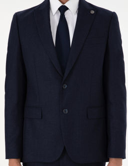 Lacivert Slim Fit Y_n Tak_m Elbise