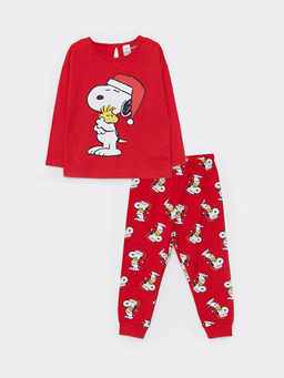 Bisiklet Yaka Uzun Kollu Snoopy Bask?l? K?z Bebek Pijama Tak?m?