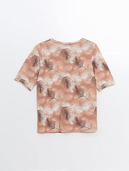 Bisiklet Yaka Desenli K?sa Kollu Kad?n Ti??rt - Waikiki фото 2