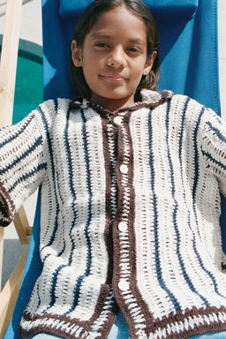 SOBRECAMISA PUNTO CROCHET RAYAS / Marino