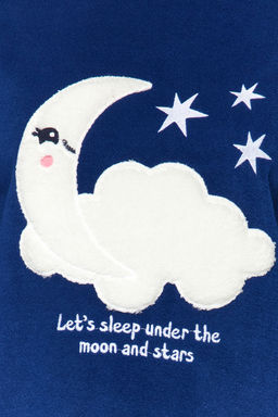 Trendyolmilla Lacivert Galaksi Desenli Polar K?sl?k Orme Pijama Tak?m? THMAW24PT00027
