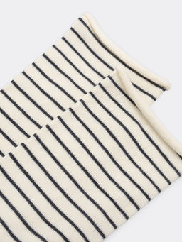 Цена за 5 пар! Высокие женские носки без резинки кремового цвета в полосочку кремовый 245K-2039