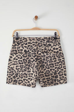 TRENDYOLMILLA Cok Renkli Leopar Bask?l? Yuksek Bel Denim Sort TWOSS25SR00076 фото 6