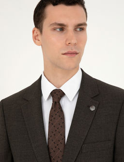 Kahverengi Slim Fit Tak_m Elbise
