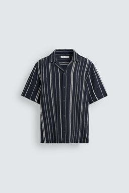 CAMISA REGULAR FIT JACQUARD RAYAS / Marino - Zara фото 8
