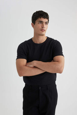 Облегающая футболка с круглым вырезом и короткими рукавами - Defacto фото 5