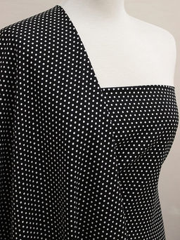 Штапель Белый горох (3мм) цв.черный, ш.1.44м, вискоза-100%, 90гр/м.кв - Купава фото 3