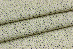 Импорт. хлопок Россыпь синих мелких цветочков на св.бежево-оливковом, ВИД2, ш.1.5м, хл-100% - Купава фото 2