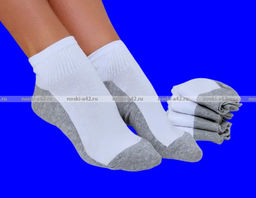 Цена за 10 пар. Носки женские укороченные белые (серая подошва) арт. 6621