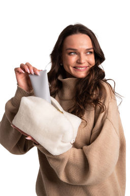 Косметичка меховая Тедди ваниль