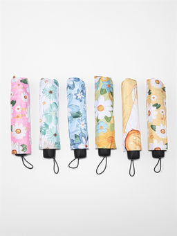 Зонт механический Цветочный букет, эпонж, 4 сложения, 8 спиц, R=49/55 см, d=98 см, МИКС