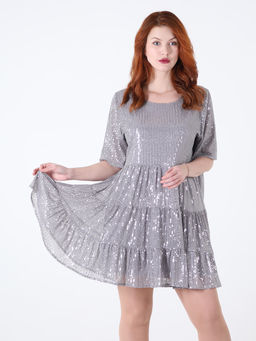 Платье серебряное нарядное