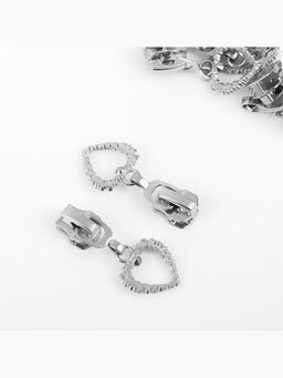 Цена за 4 шт. Бегунок для металлической молнии, №5, «Ажурное сердце», 10 шт., цвет никель