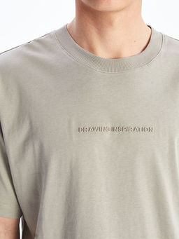 Bisiklet Yaka Bask?l? Penye Erkek Ti??rt