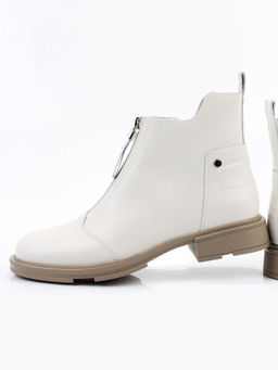 01-M43-11 LT.BEIGE Ботинки демисезонные женские (натуральная кожа, байка)