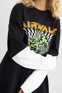 Футболка оверсайз с круглым вырезом и длинными рукавами Cool Airwalk - Defacto фото 7