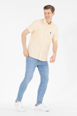 U. S. Polo Assn / Мужская светло-желтая рубашка с коротким рукавом - U.s. polo assn фото 17