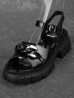 08-PEY144-5 BLACK Босоножки женские (натуральная кожа)