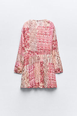 PATCHWORK PRINT MINI DRESS - Zara фото 7