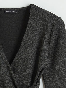 Kruvaze Yaka B?zg?l? Bluz