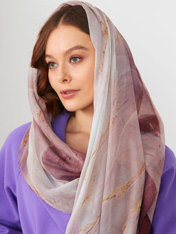 Большой, мягкий, тонкий и очень нежный двусторонний палантин с рисунком в стиле арт-дек