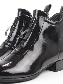 01-M43-17 BLACK Ботинки демисезонные женские (натуральная кожа)