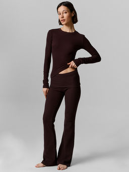 Комплект домашний женский коричневый из рибаны