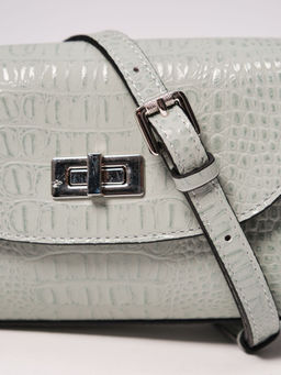 Сумка кожаная на плечо Deboro 31033 серо-зеленый