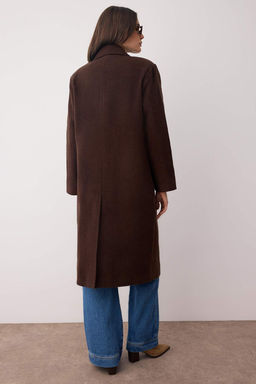 Kahverengi Mono Kapama Oversize Uzun Kaban TWOAW26KB00032 - Trendyolmilla фото 3