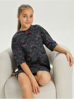 Платье домашнее Принт Графит девочка - София фото 9