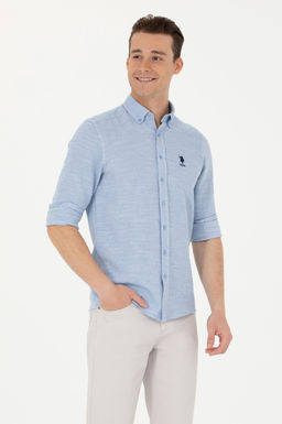 Мужская синяя рубашка с длинным рукавом - U.s. polo assn фото 10