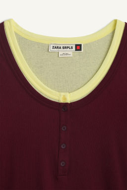 CTTN DBL TSHRT 16 / Burgundy - Zara фото 3