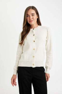 Кардиган стандартного кроя с круглым вырезом - Defacto фото 4