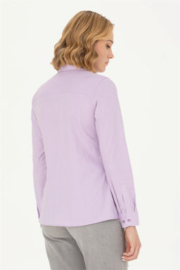 Женская сиреневая базовая рубашка с длинным рукавом - U.s. polo assn фото 5