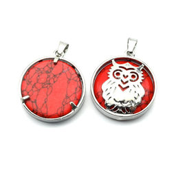 Подвеска Сова 27*27мм с кахолонгом тонированным имитация цв.красный