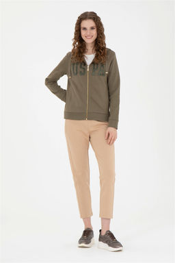 Женский базовый свитшот цвета хаки Неожиданная скидка в корзине - U.s. polo assn фото 4