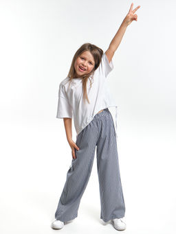 Брюки палаццо спортивные штаны для девочки UD 7949 синяя полоска - Mini maxi фото 12