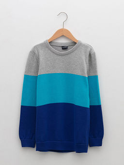 Bisiklet Yaka Renk Bloklu Uzun Kollu Erkek ?ocuk ?nce Triko Kazak
