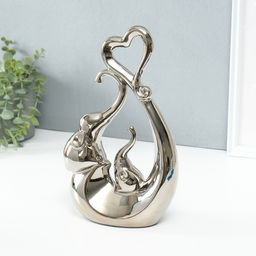 Фигурка керамика Слоники с сердцем. Абстракция, серебро, 8.5?18.5?29.3 см