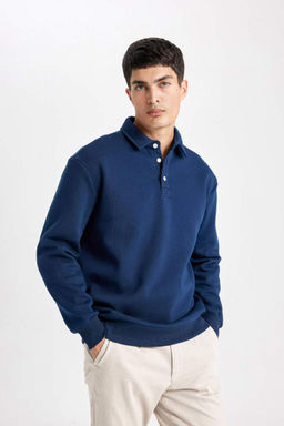 Толстовка комфортного кроя с воротником-поло - Defacto фото 4