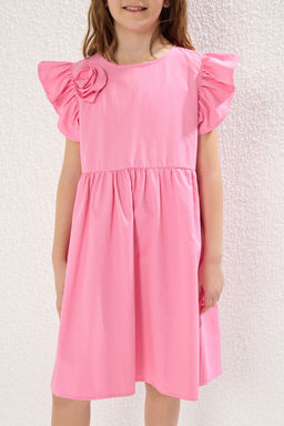 Pembe K?z Cocuk Mini Me Cicekli Bayraml?k Dokuma Elbise TKDSS25EL00044 - Trendyolmilla фото 3