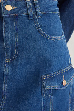 TRENDYOLMILLA Mavi More Sustainable Kargo Cep Detayl? Mini Denim Etek TWOSS25ET00007 фото 4