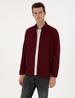 Bordo Regular Fit Uzun Kollu G_mlek