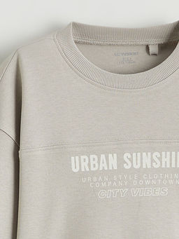 Bisiklet Yaka Bask?l? Erkek ?ocuk Sweatshirt