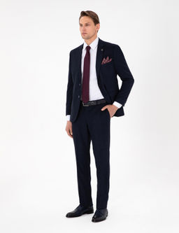 Lacivert Slim Fit Tak_m Elbise