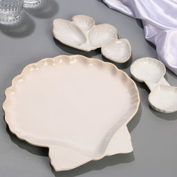 Соусник Морская ракушка, 8 х 13 см, 25 мл белая - Dolce Ceramo. фото 4