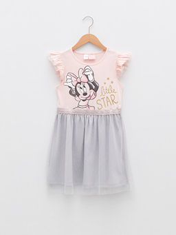 Bisiklet Yaka Minnie Mouse Bask?l? K?sa Kollu K?z ?ocuk Gecelik