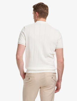 Ekru Slim Fit %100 Pamuk Fermuarl_ Polo Yaka Triko Ti__rt