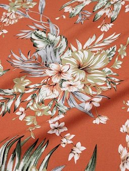 Плательная вискоза Тропиканка цв.оранжево-терракотовый, ш.1.47м, вискоза-100%, 135гр/м.кв