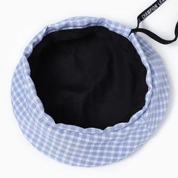 Берет в клетку, голубой, р-р 56 см